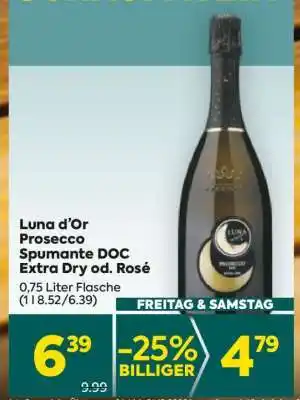 Billa Luna d’Or Prosecco Spumante DOC Extra Dry od. Rosé Angebot