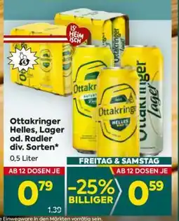 Billa Ottakringer Helles, Lager od. Radler div. Sorten Angebot