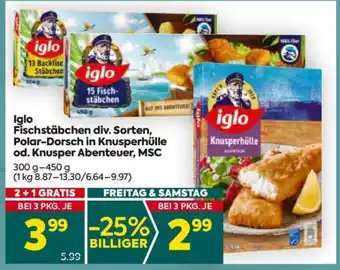 Billa Iglo Fischstäbchen, div. Sorten, Polar-Dorsch in Knusperhülle od. Knusper Abenteuer, MSC Angebot