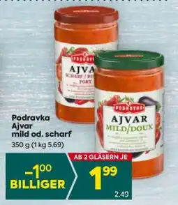 Billa PODRAVKA AJVAR MILD OD. SCHARF Angebot