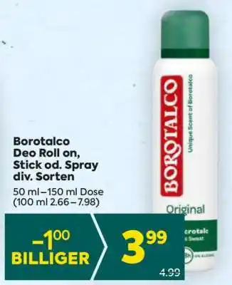 Billa Borotalco Deo Roll on, Stick od. Spray div. Sorten Angebot