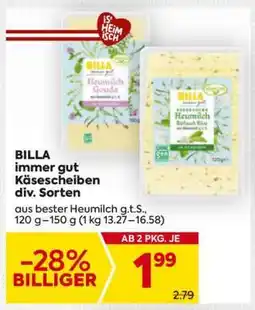 Billa BILLA immer gut Käsescheiben div. Sorten Angebot