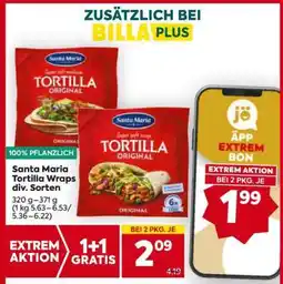 Billa Santa Maria Tortilla-Wraps div. Sorten Angebot