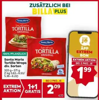 Billa Santa Maria Tortilla-Wraps div. Sorten Angebot