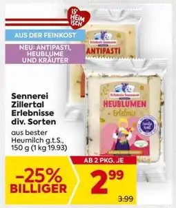 Billa Sennerei Zillertal Erlebnisse div. Sorten Angebot