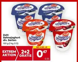 Billa Zott Sahnejoghurt div. Sorten Angebot