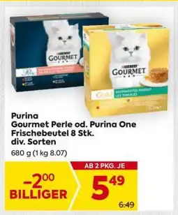 Billa Purina Gourmet Perle od. Purina One Frischebeutel 8 Stk. div. Sorten Angebot