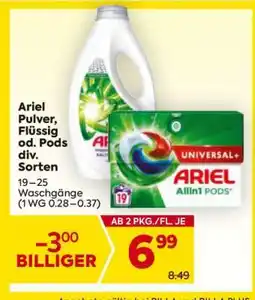 Billa Ariel Pulver, Flüssig od. Pods div. Sorten Angebot