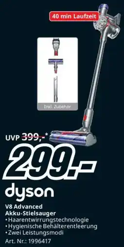 Media Markt V8 Advanced Akku•Haarentwirrungstechnologie Stielsauger Angebot