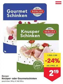 MPreis Berger Knusper oder Gourmetschinken Angebot