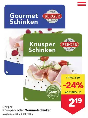 MPreis Berger Knusper oder Gourmetschinken Angebot
