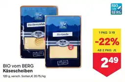 MPreis BIO vom BERG Käsescheiben Angebot