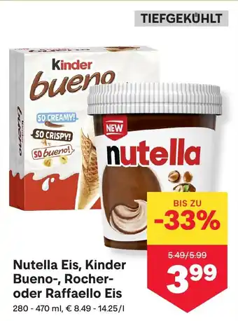 MPreis Nutella Eis, Kinder Bueno, Rocher oder Raffaello Eis Angebot