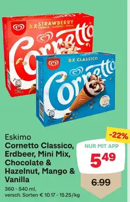 MPreis Eskimo Cornetto Classico, Erdbeer, Mini Mix, Chocolate & Hazelnut, Mango & Vanilla Angebot
