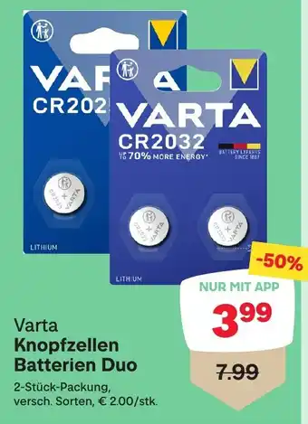 MPreis Varta Knopfzellen Batterien Duo Angebot