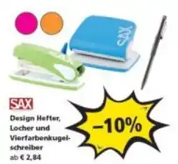 Pagro Diskont Sax Design Hefter, Locher und Vierfarbenkugelschreiber Angebot