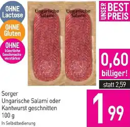 Sutterlüty Sorger Ungarische Salami oder Kantwurst geschnitten Angebot
