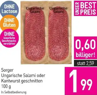 Sutterlüty Sorger Ungarische Salami oder Kantwurst geschnitten Angebot
