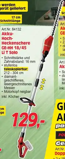 Zgonc Akku- Hoch- Heckenschere Angebot