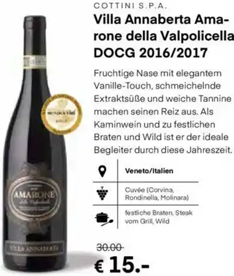 MPreis Villa Annaberta Ama-Rone Della Valpolicella DOCG 2016/2017 Angebot