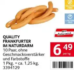 Transgourmet Quality frankfurter im naturdarm Angebot