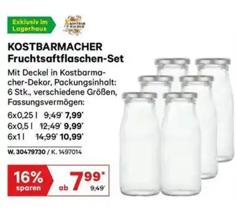 Lagerhaus Kostbarmacher fruchtsaftflaschen-set Angebot