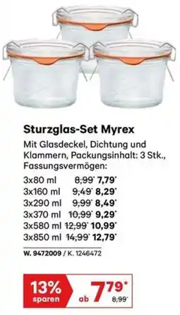Lagerhaus Sturzglas Set Myrex Angebot