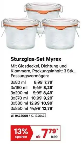 Lagerhaus Sturzglas Set Myrex Angebot