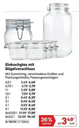 Lagerhaus Einkochglas mit Bügelverschluss Angebot