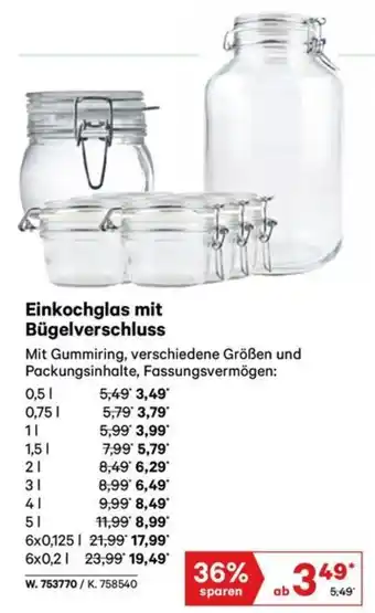 Lagerhaus Einkochglas mit Bügelverschluss Angebot