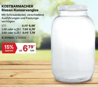 Lagerhaus Kostbarmacher riesen konservenglas Angebot