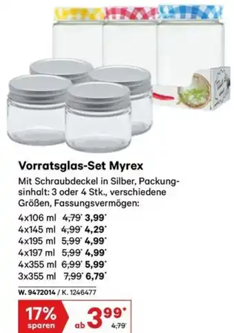 Lagerhaus Vorratsglas set myrex Angebot