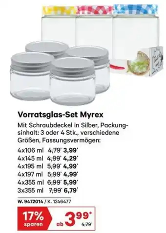 Lagerhaus Vorratsglas set myrex Angebot