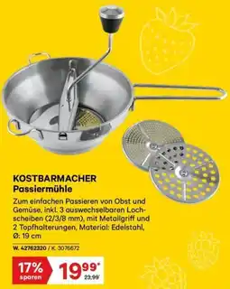 Lagerhaus Kostbarmacher passiermühle Angebot