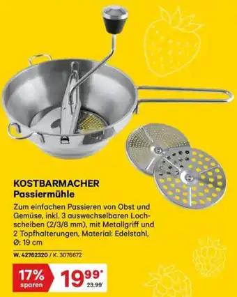 Lagerhaus Kostbarmacher passiermühle Angebot