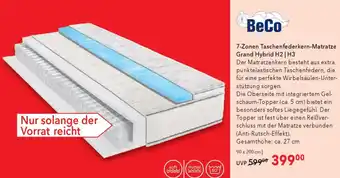 Matratzen Concord Beco 7-zonen taschenfederkern matratze Angebot