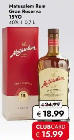 Travel FREE Matusalem Rum Gran Reserva 15YO Angebot