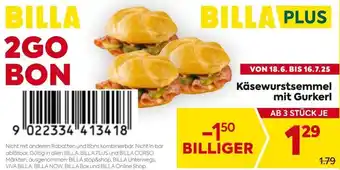 Billa Käsewurstsemmel mit Gurkerl Angebot