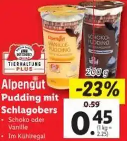 Lidl Alpengut Pudding mit Schlagobers Angebot