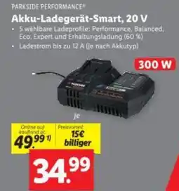 Lidl PARKSIDE PERFORMANCE Akku Ladegerät Smart, 20 V Angebot