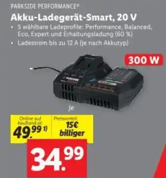 Lidl PARKSIDE PERFORMANCE Akku Ladegerät Smart, 20 V Angebot