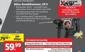 Lidl Parkside Oerformance Akku-Kombihammer, 20 V Angebot