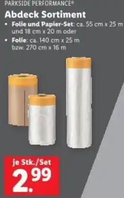 Lidl PARKSIDE PERFORMANCE Abdeck Sortiment Angebot