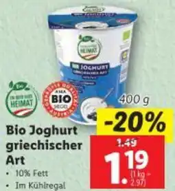 Lidl Bio Joghurt griechischer Art Angebot