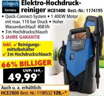 Norma Scheppach Elektro Hochdruckreiniger HCE1400 Angebot