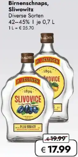 Travel FREE Birnenschnaps, Sliwowitz Angebot