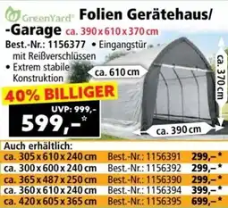 Norma GreenYard Folien Gerätehaus Garage Angebot