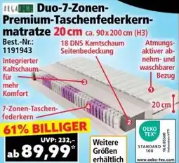Norma AŁGAROME Duo 7 Zonen Premium Taschenfederkern matratze Angebot