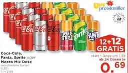 Unimarkt Coca-Cola, Fanta, Sprite oder Mezzo Mix Dose Angebot