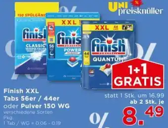 Unimarkt Finish XXL Tabs oder Pulver Angebot
